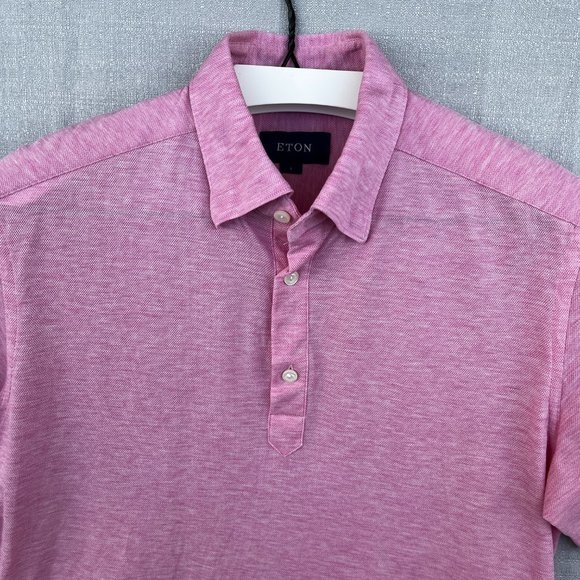 Eton Oxford Pique Contemporary Fit Popover Shirt Pink L - Picture 2 of 15